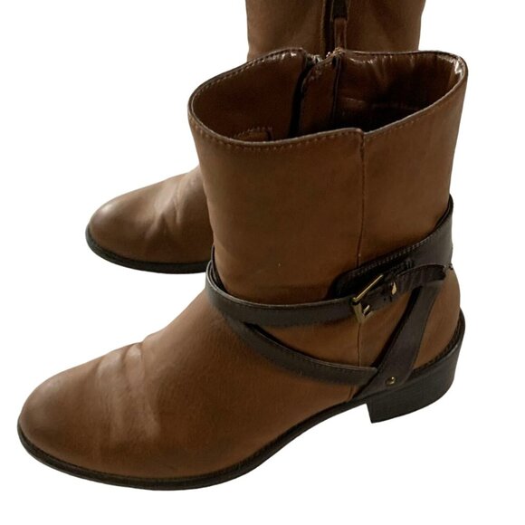Chaps Ralph Lauren Womens Size 8.5 B Mid Ankle Bootie Boots Side Zip Brown - Picture 2 of 7